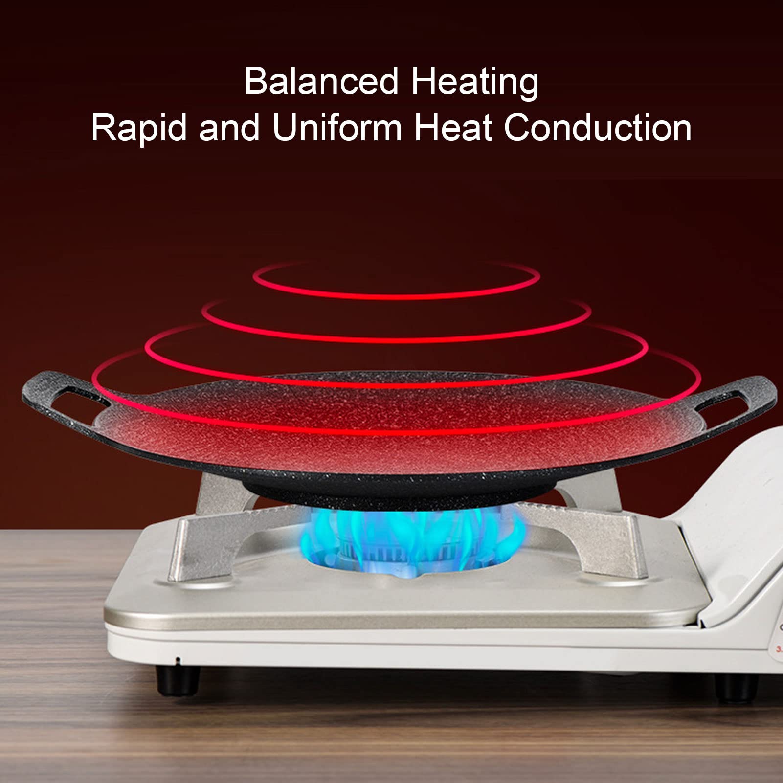 Piastra Per Barbecue Rotonda Antiaderente 30 Cm – Rivestimento In Pietra Medica, Per Teppanyaki, Campeggio, Griglia