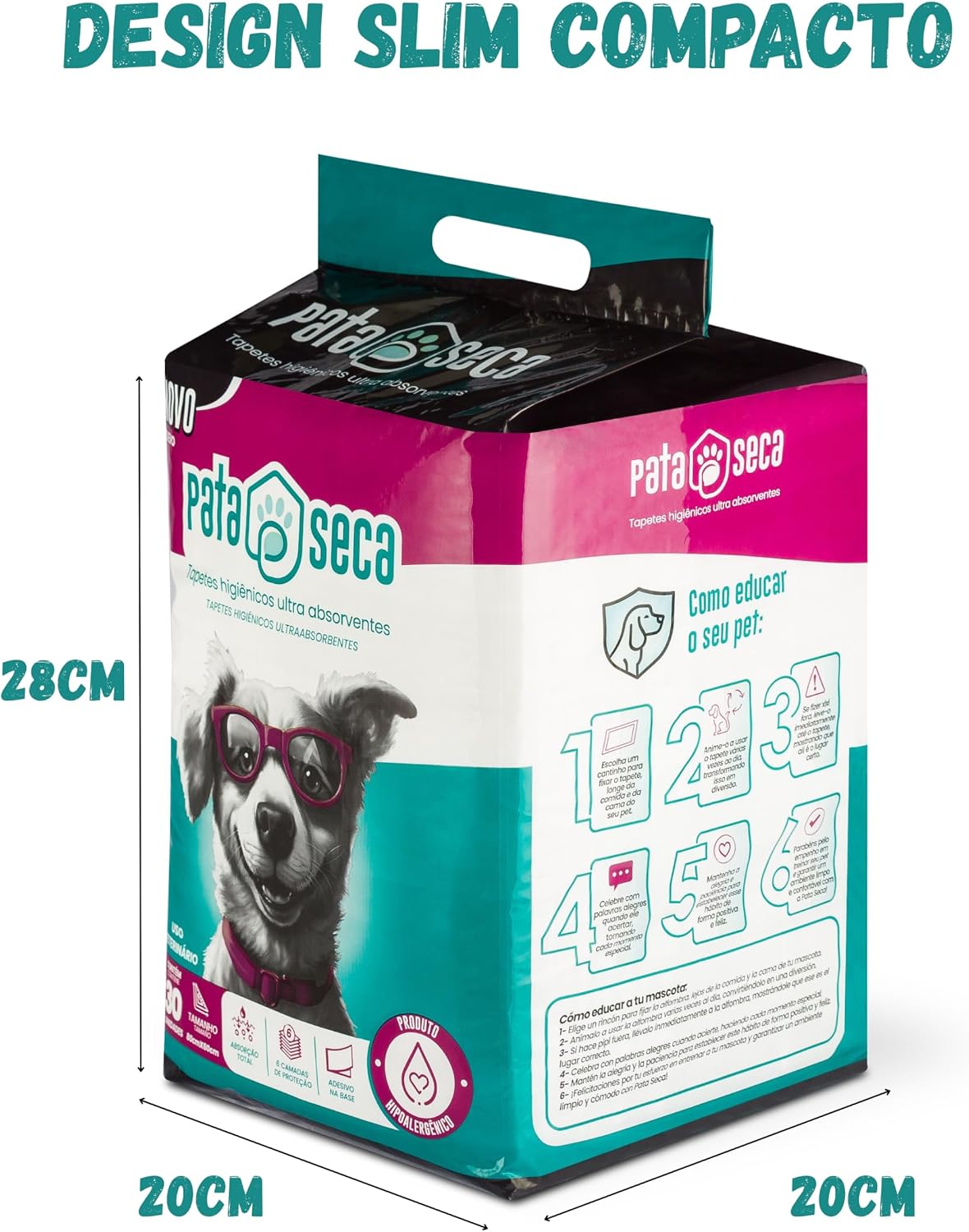 Tapete Higiênico Pata Seca para Cães Descartavel – Kit com 60 Unidades (2 Pacotes de 30) – 80x60cm – Fino, Ultra Resistente, Absorvente, Controle de Odor e Secagem Rápida