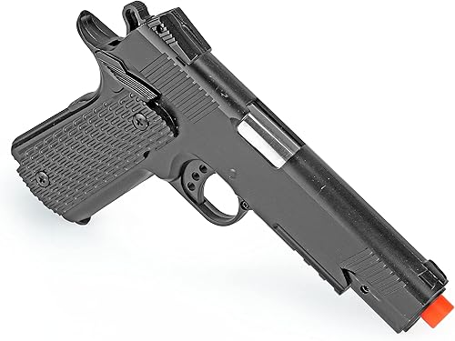 Miniatura 4 de BBTac Pistola Airsoft 1911 - Pistola de metal Airsoft con resorte accionado, construcción de aleación de metal de alta precisión FPS (negro táctico)