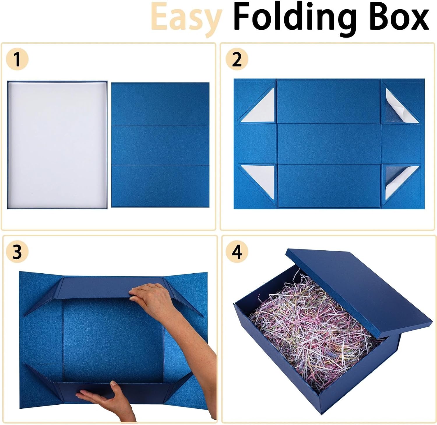iloMAOZX Extra Large Blue Gift Box with Lid 16.5x13x5.5 Inch for Presents image 4