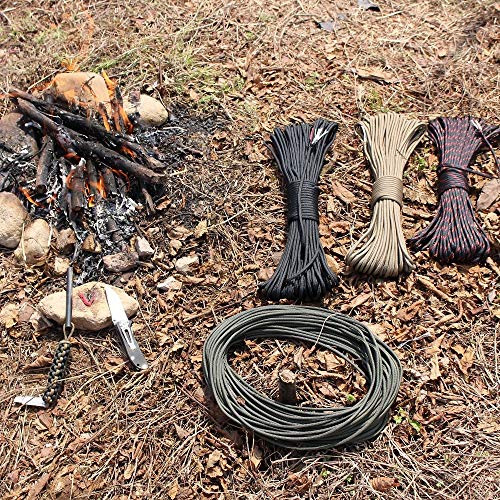 Kokkoya 4-In-1 Survival Paracord 550 Paracord 550 Fire Cord Paracord 10 Strand, 5/32" Diameter U.s. Military Type Iii 550 Parachute Cord With Integrated Fishing Line, Fire-Starter Tinder #TOP7
