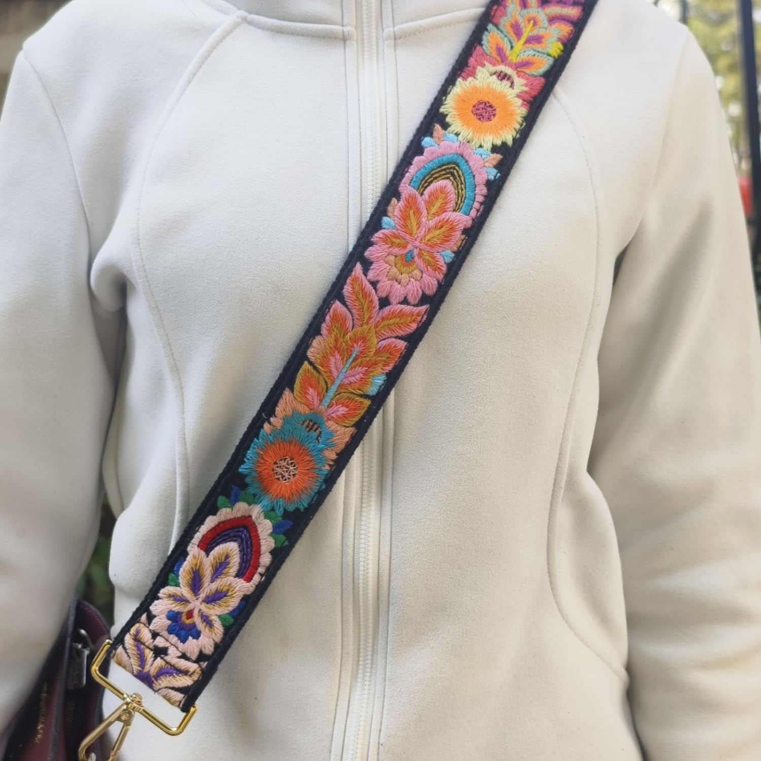 Crochet Flower Purse Strap,Knit Wide Replacement Crossbody for Shoulder Strap Bag Adjustable 2inch Guitar Strap - Image 6