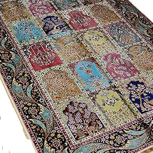 RUG Handgemaakte pure Turkse zijden tapijt aangepast formaatveld met Perzische stijl Ouzyu (Size : 122x183cm)