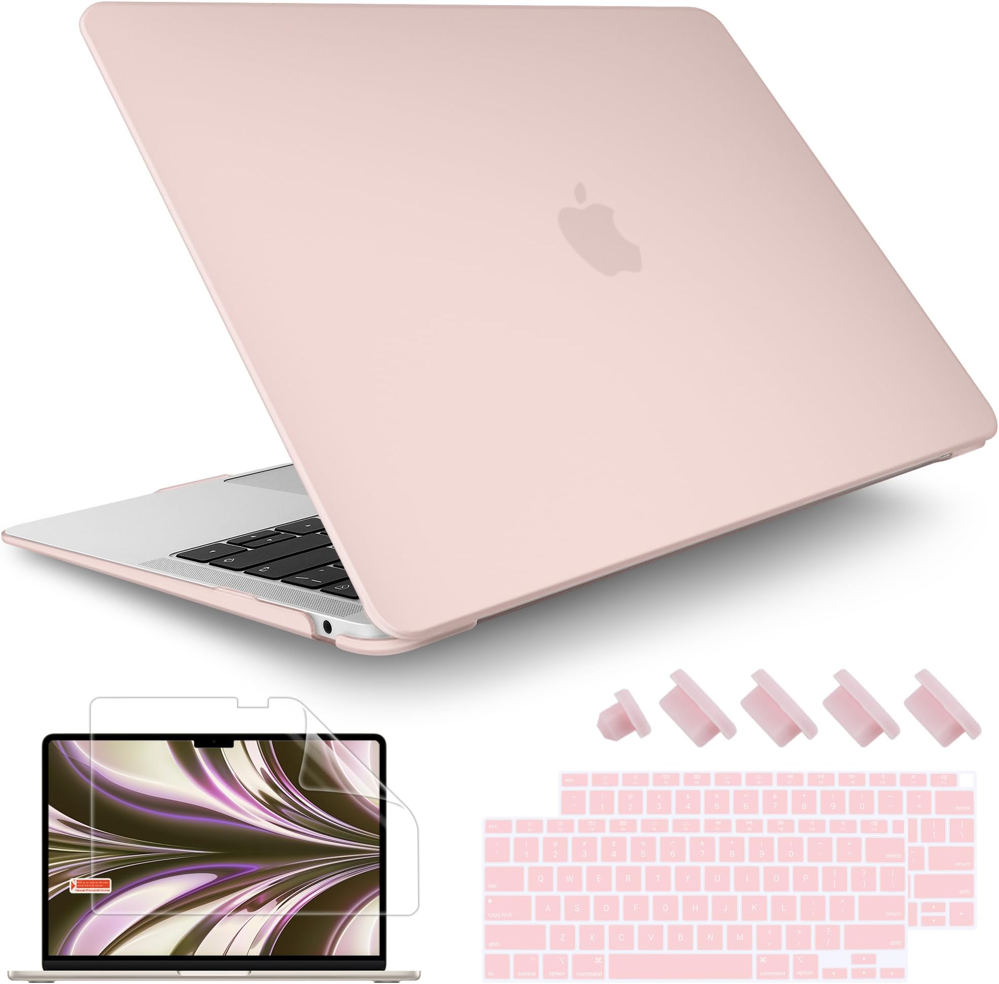May Chen Compatible with MacBook Air 13 inch Case 2021 2020 2019 2018 Model: M1 A2337 A2179 A1932, Plastic Matte Hard Shell Case for MacBook Air 13 inch with Retina Display Fits Touch ID, Chalk Pink