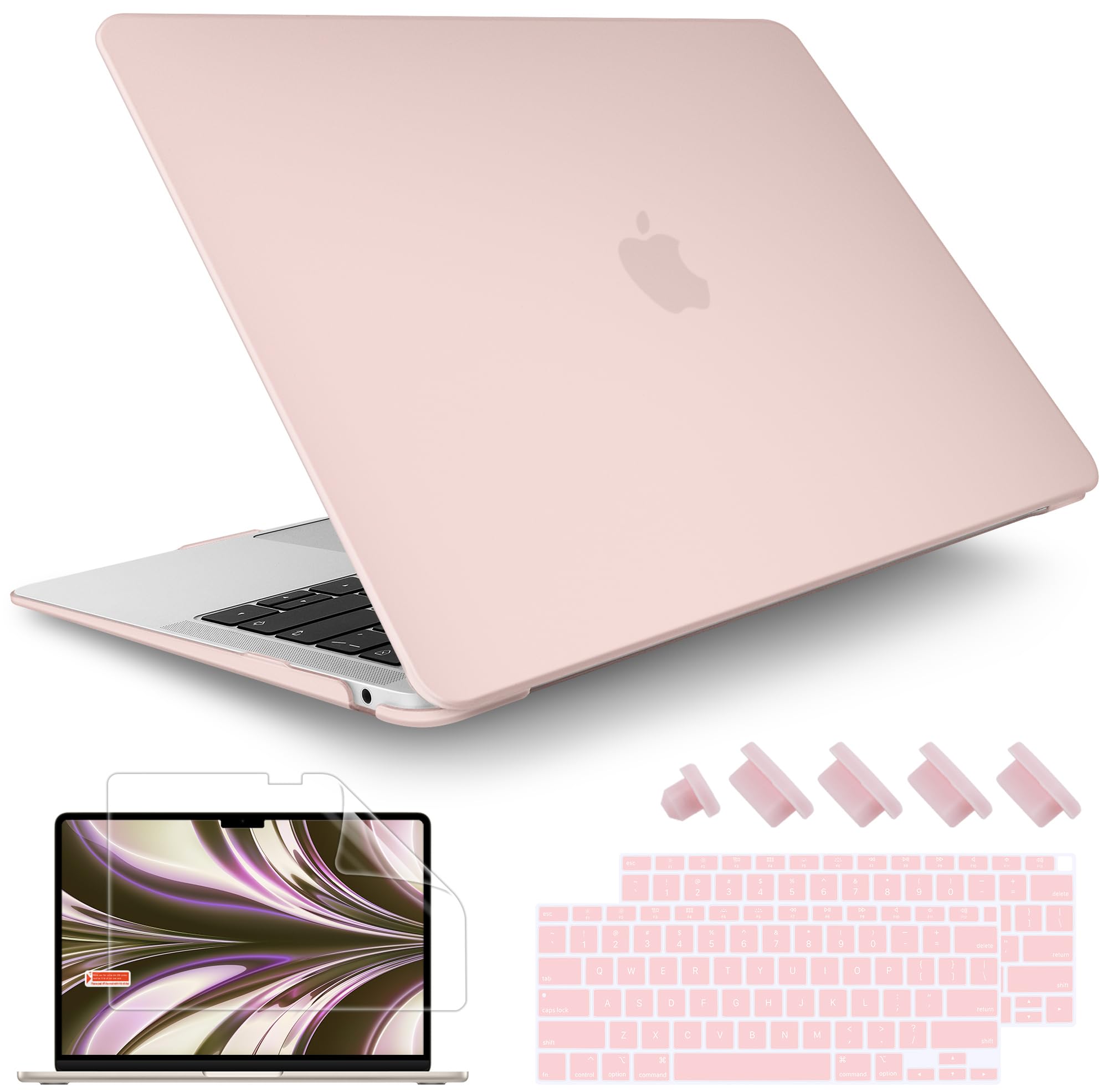 May Chen Compatible with MacBook Air 13 inch Case 2021 2020 2019 2018 Model: M1 A2337 A2179 A1932, Plastic Matte Hard Shell Case for MacBook Air 13 inch with Retina Display Fits Touch ID, Chalk Pink