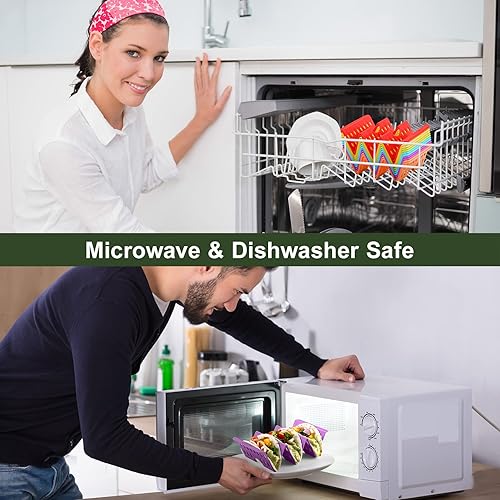 Miniatura 5 de Juego de 24 soportes para tacos, coloridos soportes para tacos de fiesta, juego de 1224, soportes para tacos a granel para 3 tacos o 2, juego de