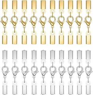 Stainless Steel Cord End Caps with Lobster Clasps, 20 Sets, 3 mm ID