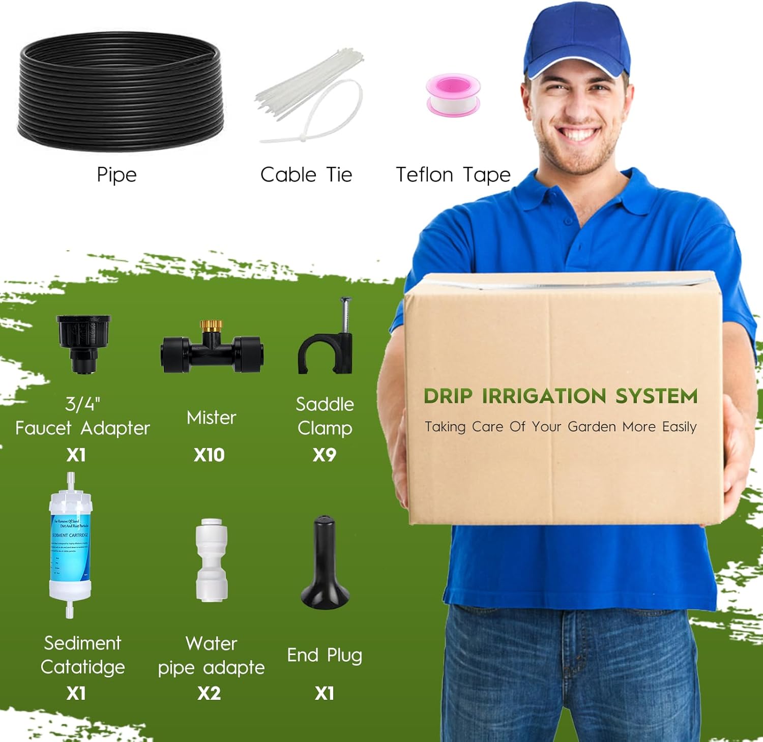 100FT Misting Cooling System for Patio & Garden - Brass Nozzles, UV-Resistant Tubing, DIY Installation - Water-Saving Backyard Mister for Outdoors, Greenhouse, Trampoline, Pool, BBQ Parties