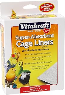 Vitakraft Super Absorbent Bird Cage Liners for Parrots, Parakeets, Conures, Cockatiels - 20x18 Inch White 7 Pack