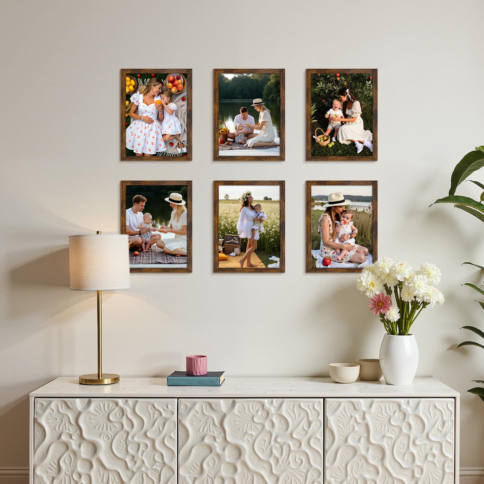 Ditwis 8x6 Photo Frame Brown, Classic Picture Frame for Living Room Bedroom and Office, Wall or Desktop Display, Vertical or Horizontal - Image 4