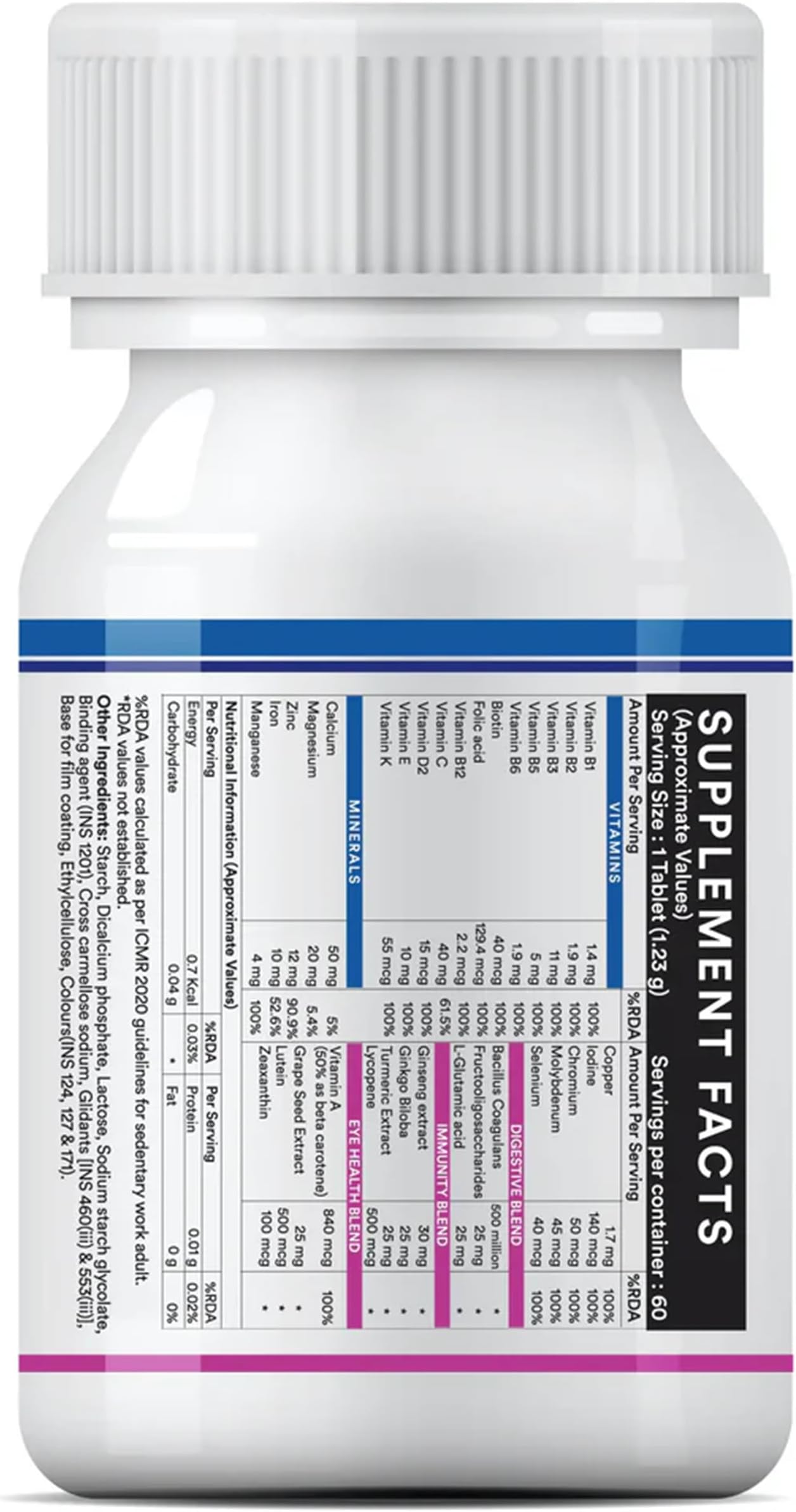 INLIFE Multivitamin Tablets For Men & Women with Ginseng & Prebiotic Probiotic | Multivitamin Supplement with Vitamin B12, C, D, E, Zinc & Biotin Nutrition Tablet (60 Tablets)