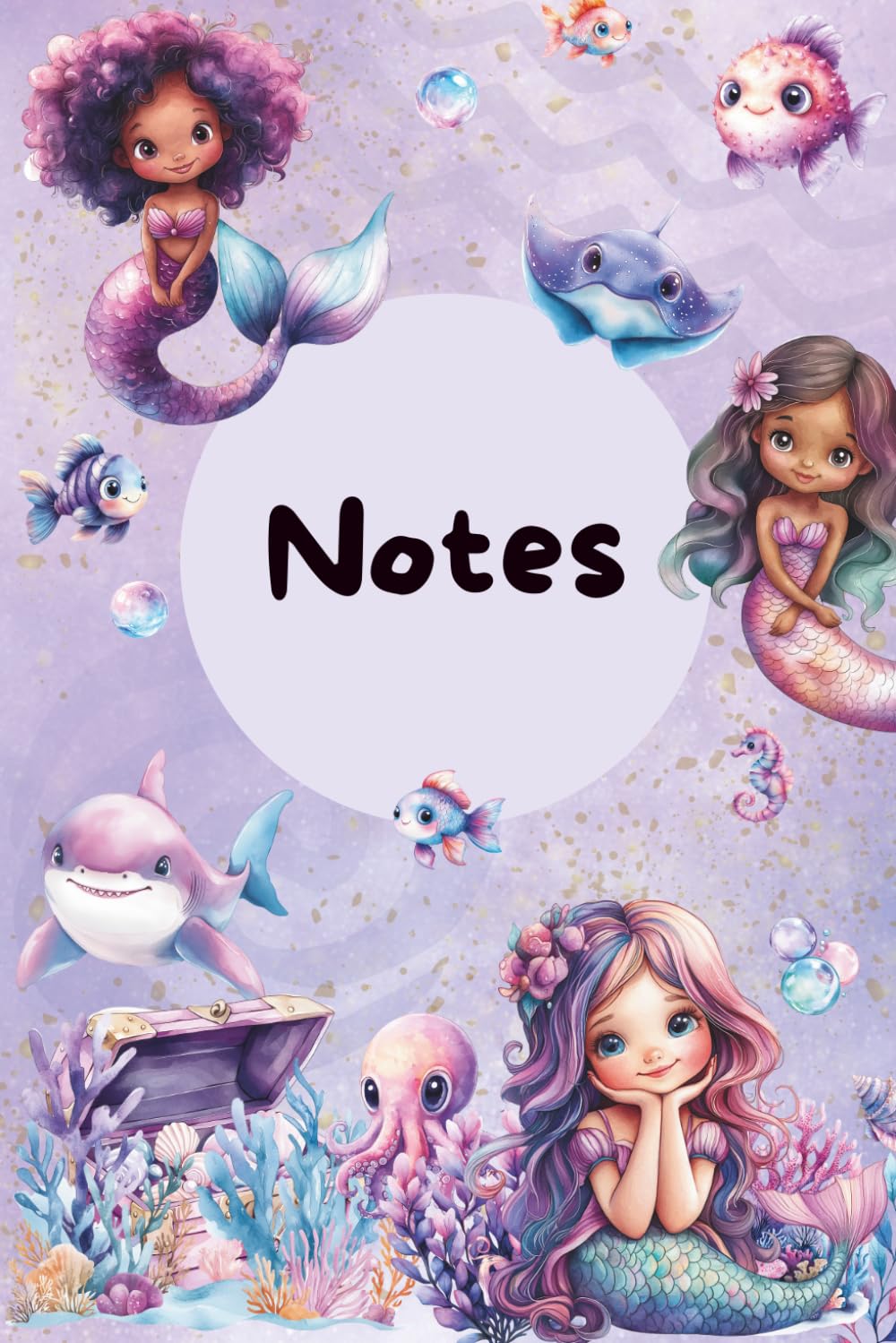 Carnet de notes - THÈME Sirènes: Carnet de composition ligné pour enfants, 100 pages, 6"x9", 15,2 x 22,9 cm,