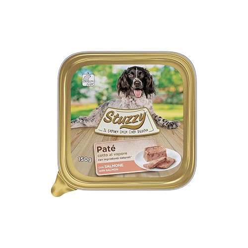 Mister Stuzzy, Comida húmeda para Perros Adultos, Sabor salmón, paté y Carne en trozos
