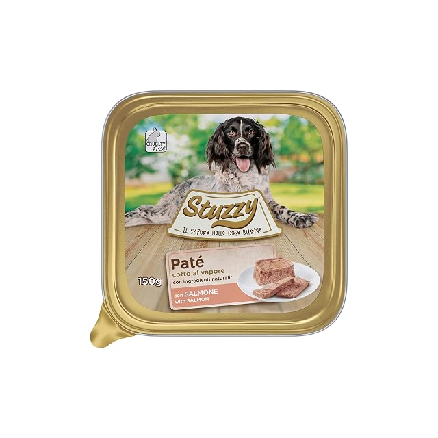 Mister Stuzzy, Comida húmeda para Perros Adultos, Sabor salmón, paté y Carne en trozos