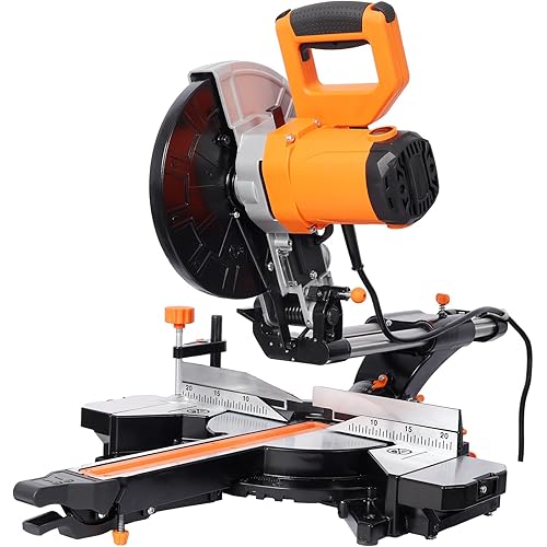 10in Single Bevel Double Speed Sliding Miter Saw,48T Blade,2-Speed 5000/3200 RPM,3.5x13in Cutting Capacity,ETL certificate (Black+Orange)