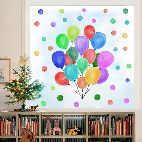 Miniatura 3 de Calcomanías de pared de globos de colores para despegar y pegar, calcomanías de ventana de globos grandes, calcomanías de pared de lunares