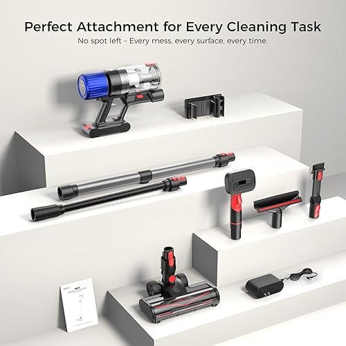 Miniatura 8 de Teendow Aspiradora inalámbrica, 500 W, 50 minutos de tiempo de funcionamiento, aspiradora para pelo de mascotas, potente succión, recargable,