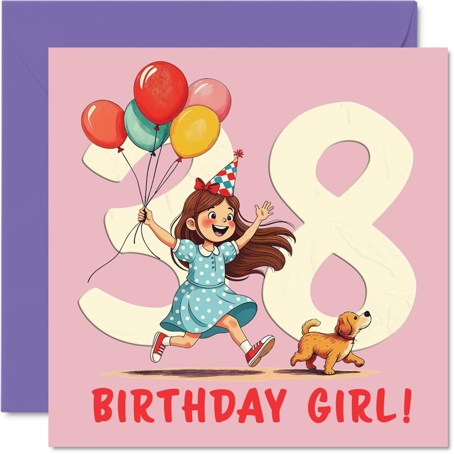38th Birthday Cards for Women, Balloon Girl