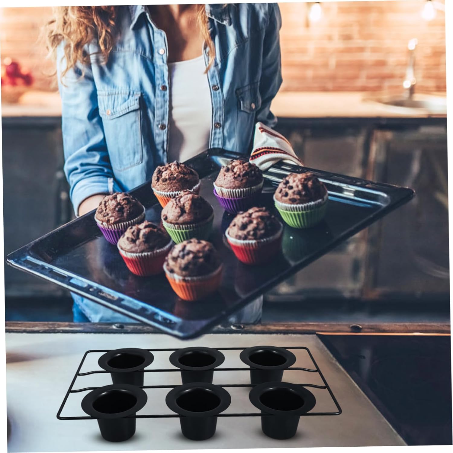 Unomor Thickened Carbon Steel Muffin Pans Nonstick Baking Pans for Cup Muffins Cupcakes Oven Deep Cupcake Baking Accessories