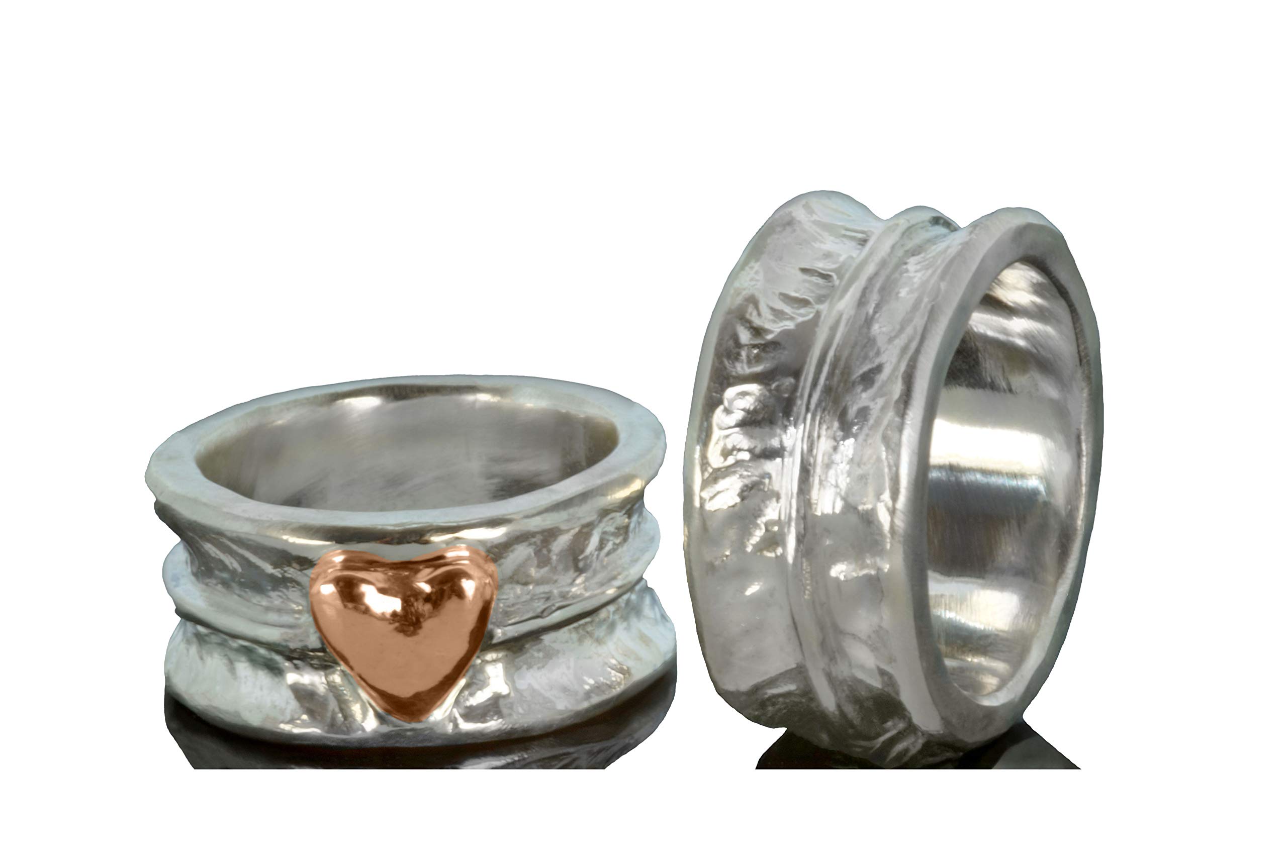 Partneringe, Eheringe, Freundschaftsringe, Trauringe, Verlobungsringe heartbeat in Sterling Silber mit Rosé-Vergoldung, Ring mit Herz, Liebe, Weihnachten