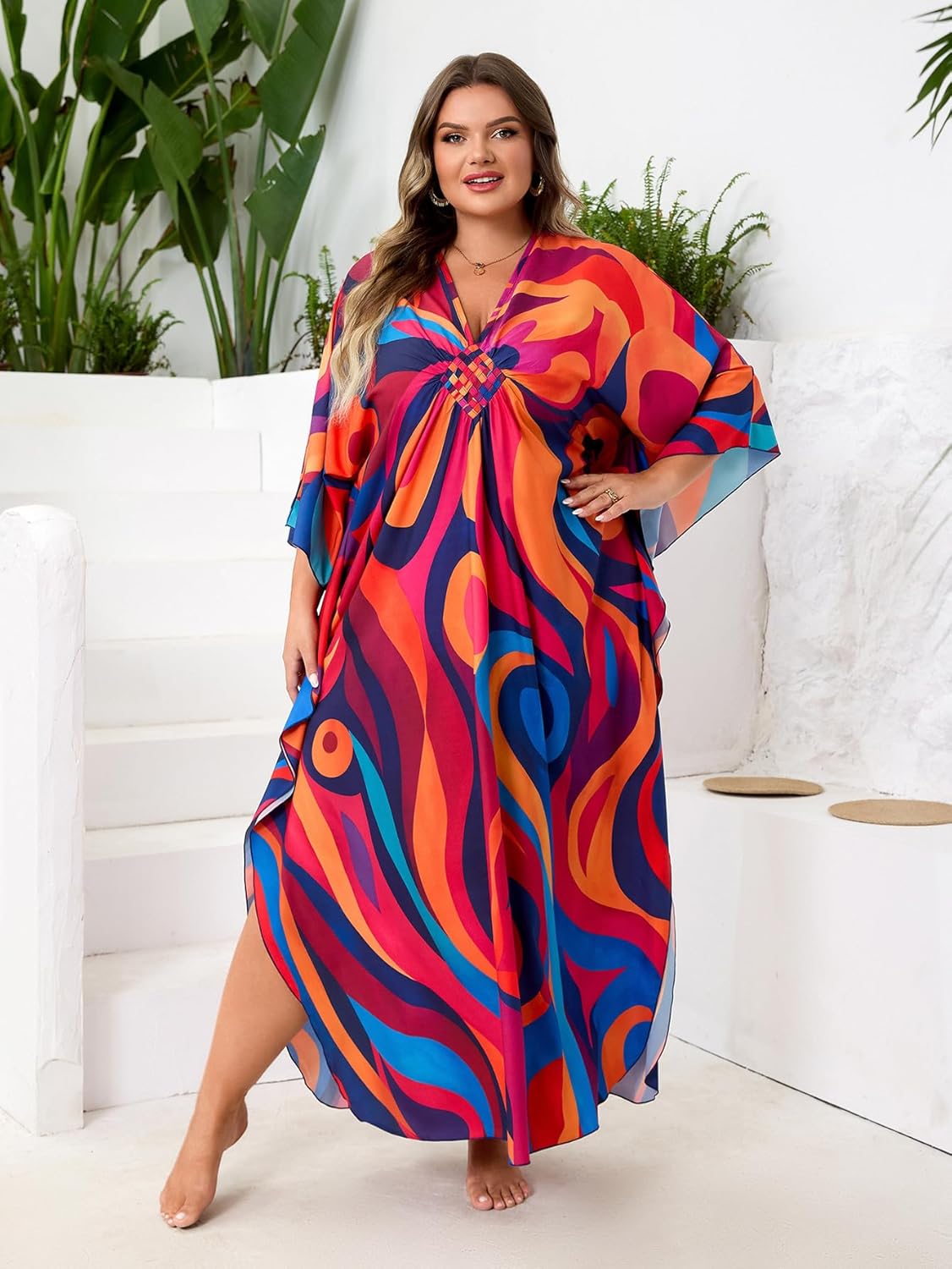 Kaftan Dress for Women - Plus Size Caftan Maxi Beach Dress Moo Moos Loungewear, Swimsuit Cover Up for Beach, Pool or Vacation - Image 5