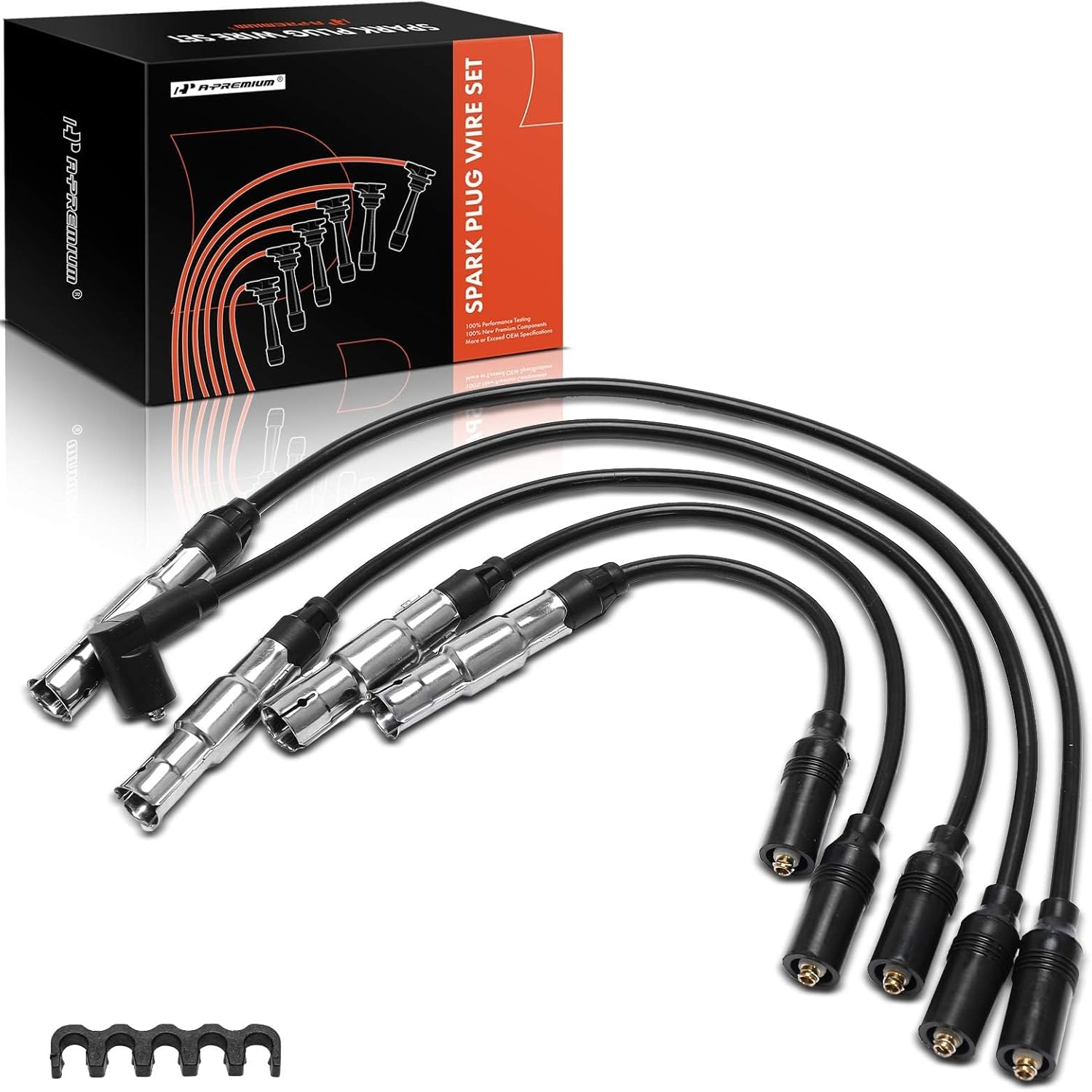 A-Premium 5PCS Spark Plug Wires Compatible with Volkswagen Jetta, Passat, Golf, Cabrio, L4 2.0L, 1993-2002