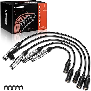 5PCS Spark Plug Wires Compatible with Volkswagen Jetta, Passat, Golf, Cabrio, L4 2.0L, 1993-2002