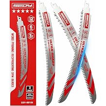 12 Inch Japanese Teeth Reciprocating Saw Blades, Arc Edge Wood Pruning Saw Blades 6TPI for Tree Trimming, Branch Cutting, Green Timber and Wet Wood, 3 Pack