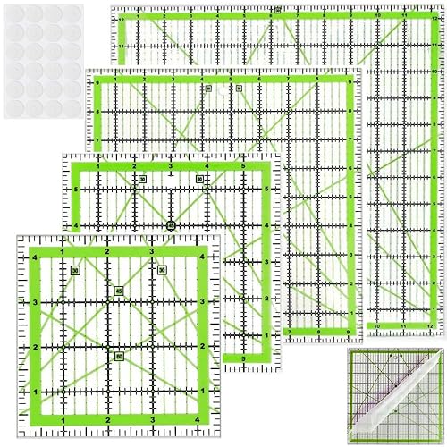 Quilting Rulers,4 Square Quilting Ruler Quilting Templates(4.5"X4.5", 6"X6", 9.5"X9.5", 12.5"X12.5"),Quilting