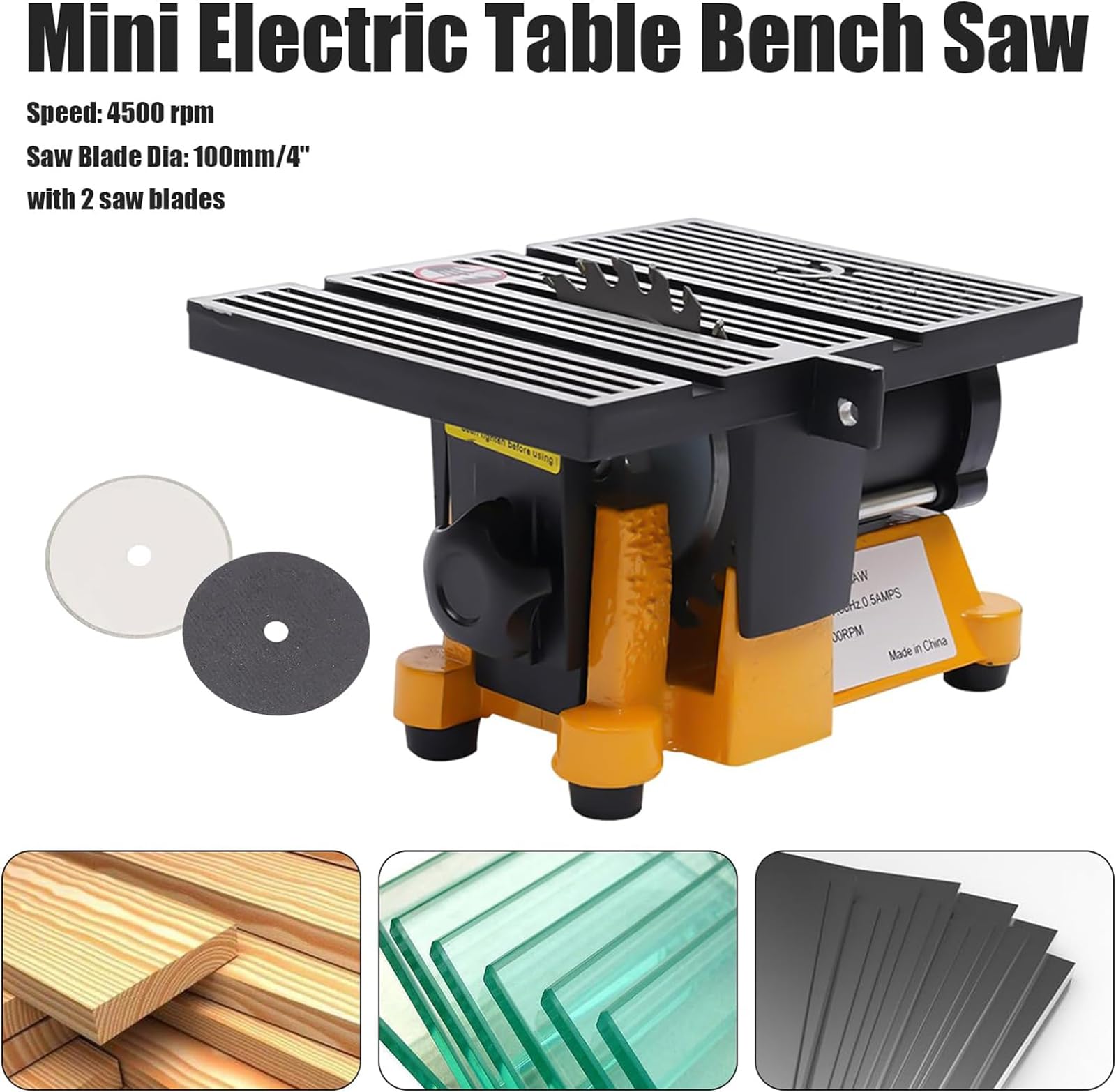 Mini Miter Cut-off Chop Saw 90W Benchtop Miter Saw 0-45° Adjustable, 50mm/16" Blades Of Steel