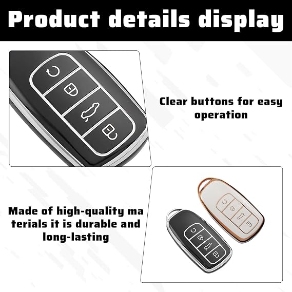 Car Key Cover,2 Pack Car Key Fob Cover - 360° Protective TPU car key cover,Compatible with Chery Tiggo 8/7/Pro, Omoda 5, Jaecoo 7, Etc(4 Buttons, Universal Fit)