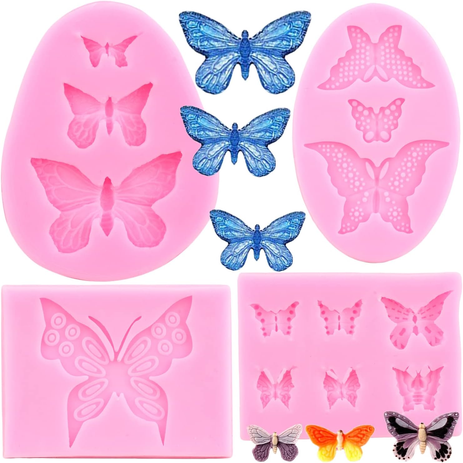 Mujiang Butterfly Silicone Molds Mini Butterfly Fondant Mold For Chocolate Candy Gum Paste Cupcake Topper Polymer Clay Cake Decorating Set Of 4