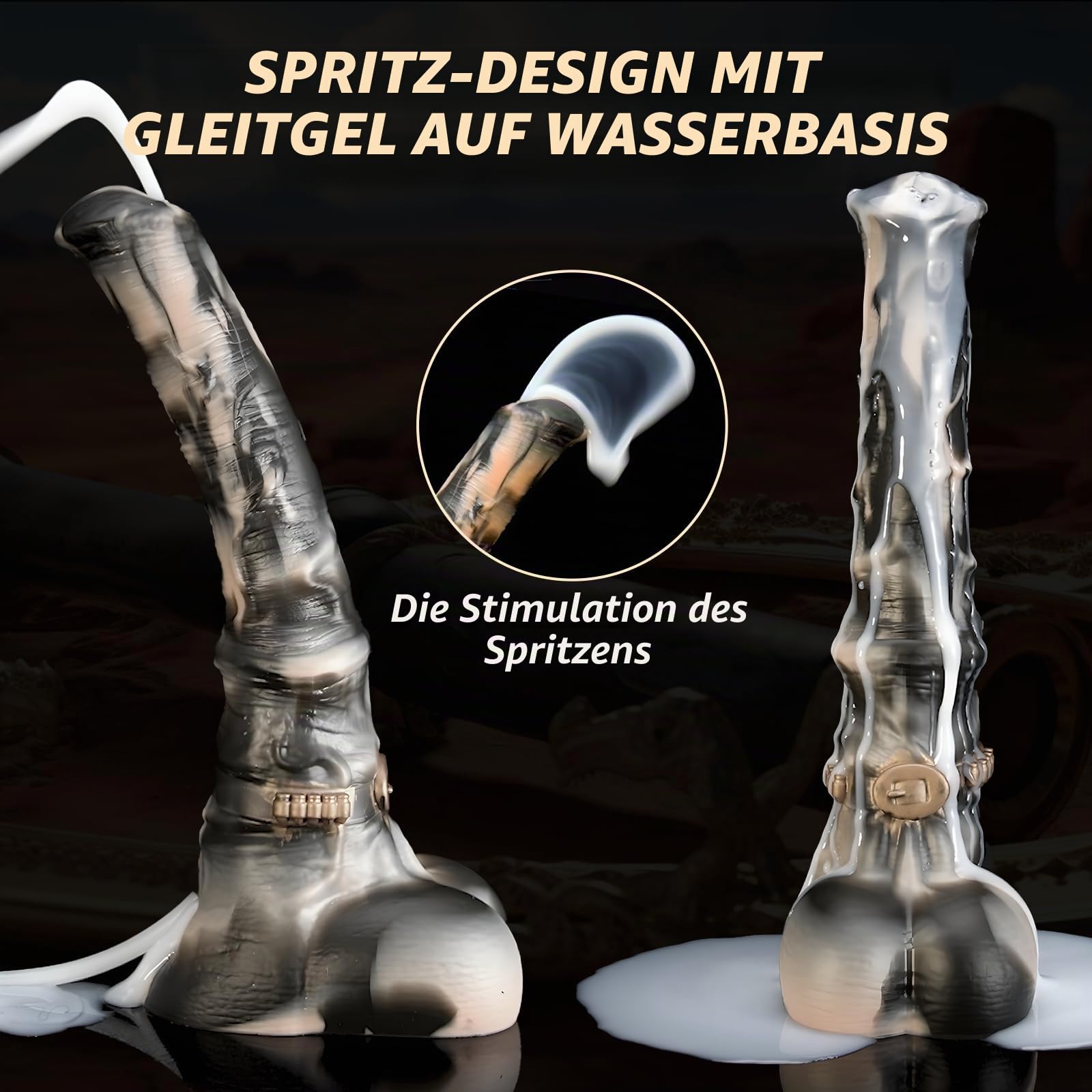 Nothosaur Hunter Jack (mit Schlauch) 44cm Fantasy Horse Dildo - Dickes Platin Silikon Mittelfeste Tier Dildo mit starkem Saugtasch, G-Spot Anal Prostata Sexspielzeug f ür Männer Frauen Erwachsene