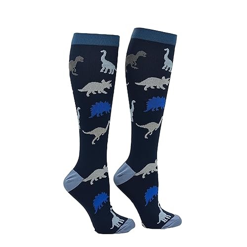 Crazy Dog T-Shirts Funny Workout Compression Socks for Women and Men Sarcastic Designs on Unisex 20-30 mmHg Compression Socks - One Size - Dinosaurs