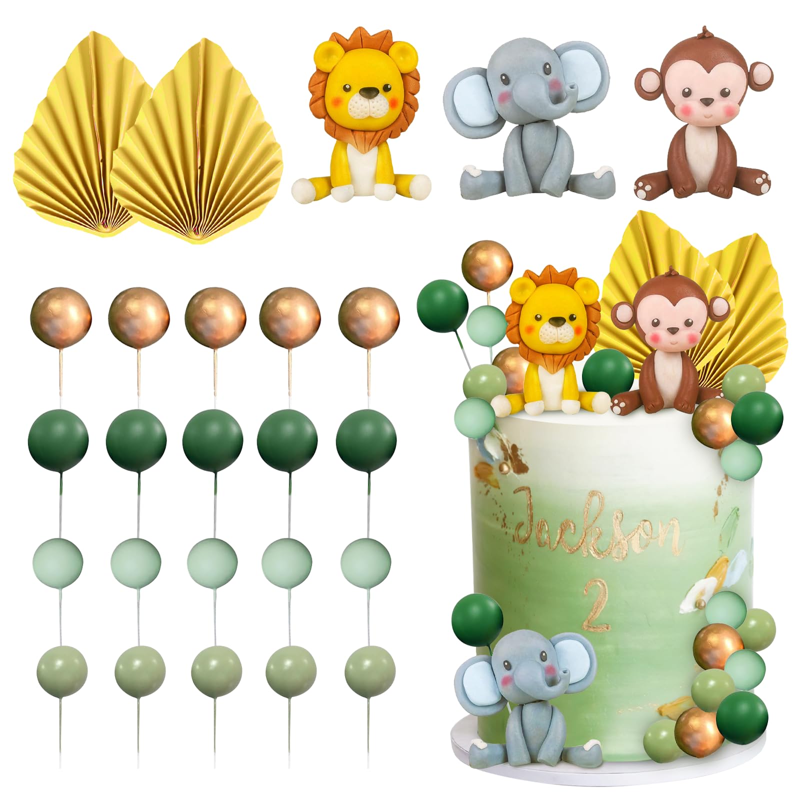 13 stuks jungle-taartdecoratie voor verjaardag, jungle, dieren