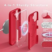 Vista 1411 de GONEZ Funda de silicona para iPhone 15 Pro Max, compatible con Magsafe, protector de cámara + protector de pantalla, forro de microfibra suave Negro