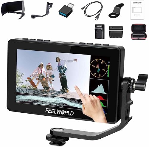 FEELWORLD F5 Prox+NP-F970 batería+cargador con estuche 5.5 pulgadas de alto brillo cámara monitor de campo pantalla táctil 1600nit 1920 * 1080 4K
