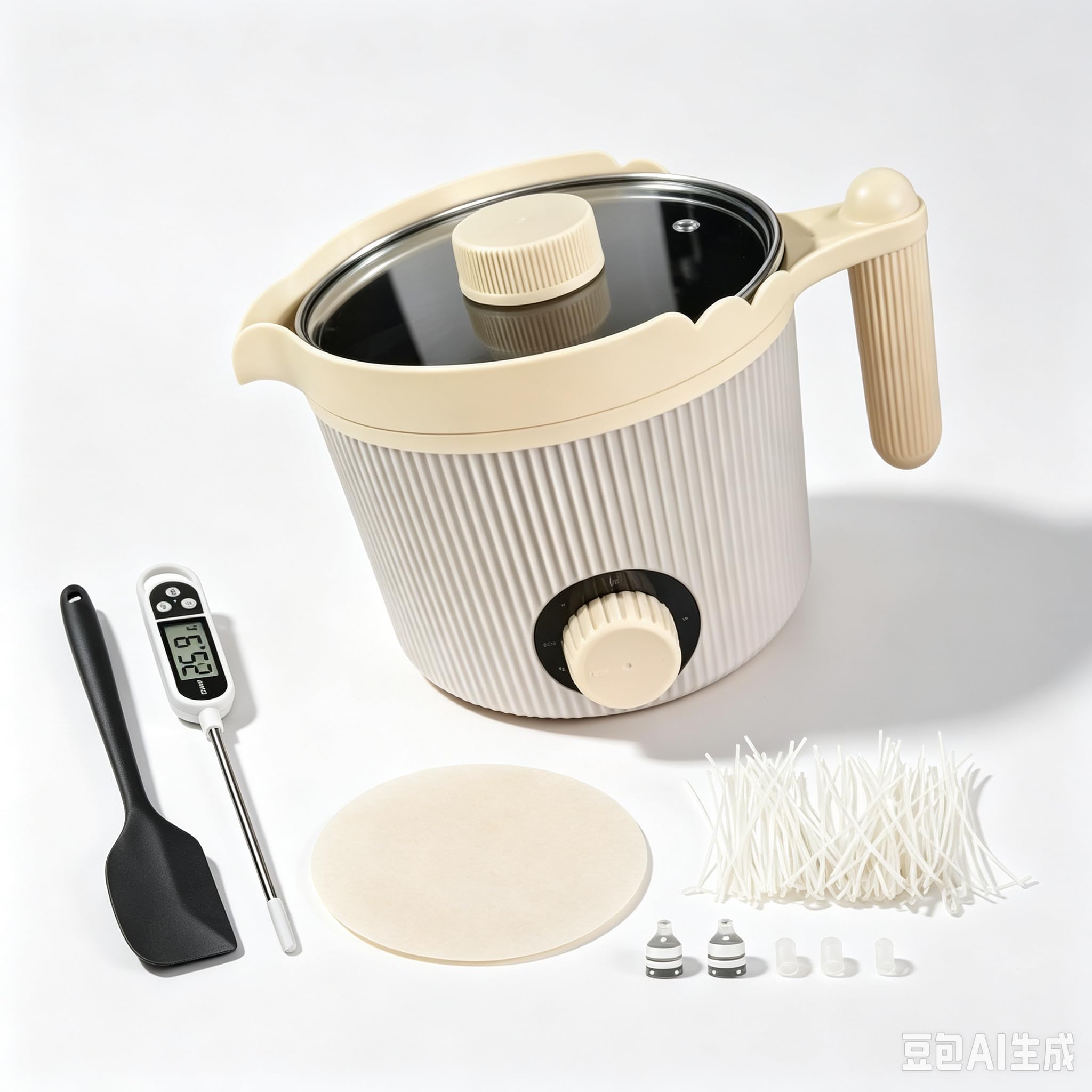 Piashow Set per la creazione di candele fai da te, con cucchiaio per mescolare, termometro, stoppino, adesivi e dispositivo di centraggio
