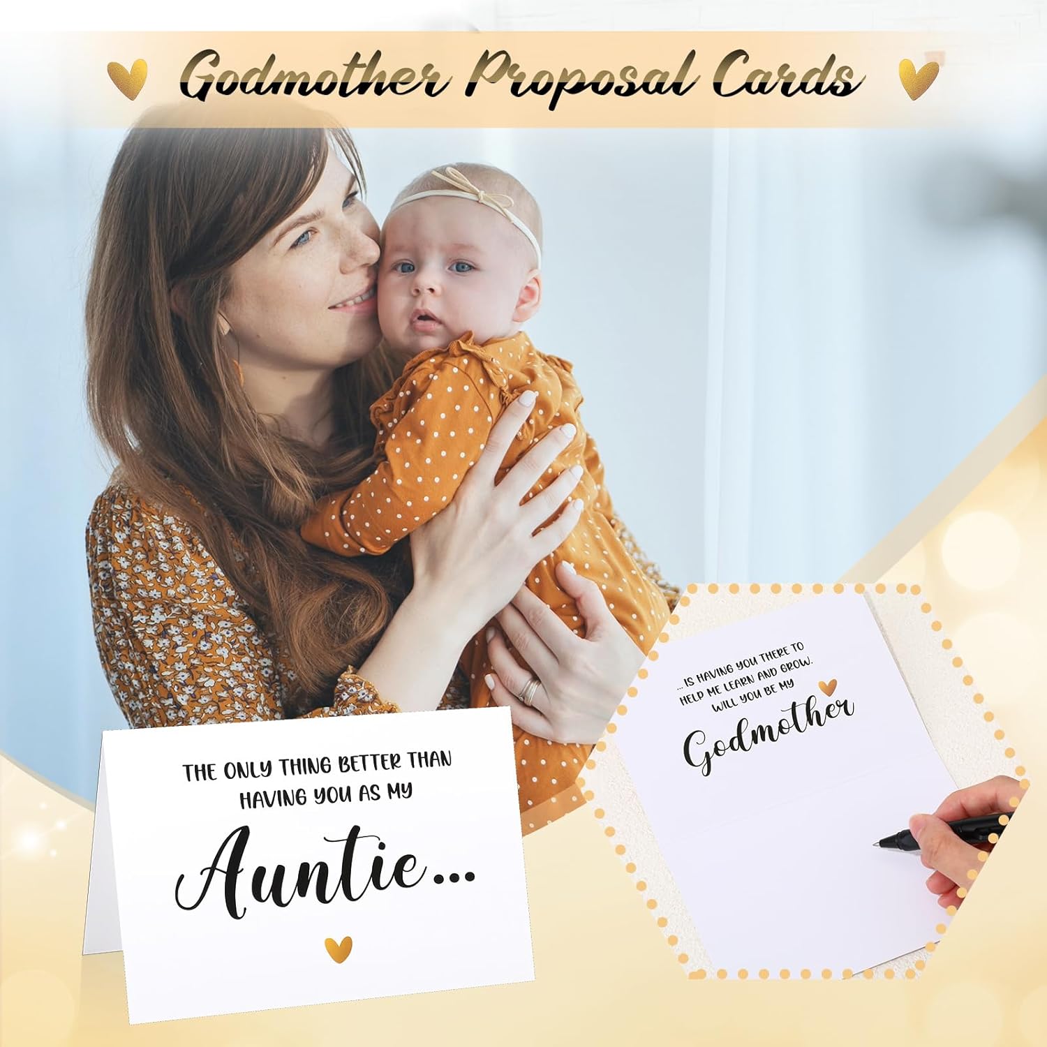 6 Pcs Godmother Proposal Gift Will You Be My Godmother Gift Set with Glass Scented Candle Bath Bomb Keychain Card Box Set for God Mother Auntie from Godchild Baptism Easter(Auntie Style) - Image 4