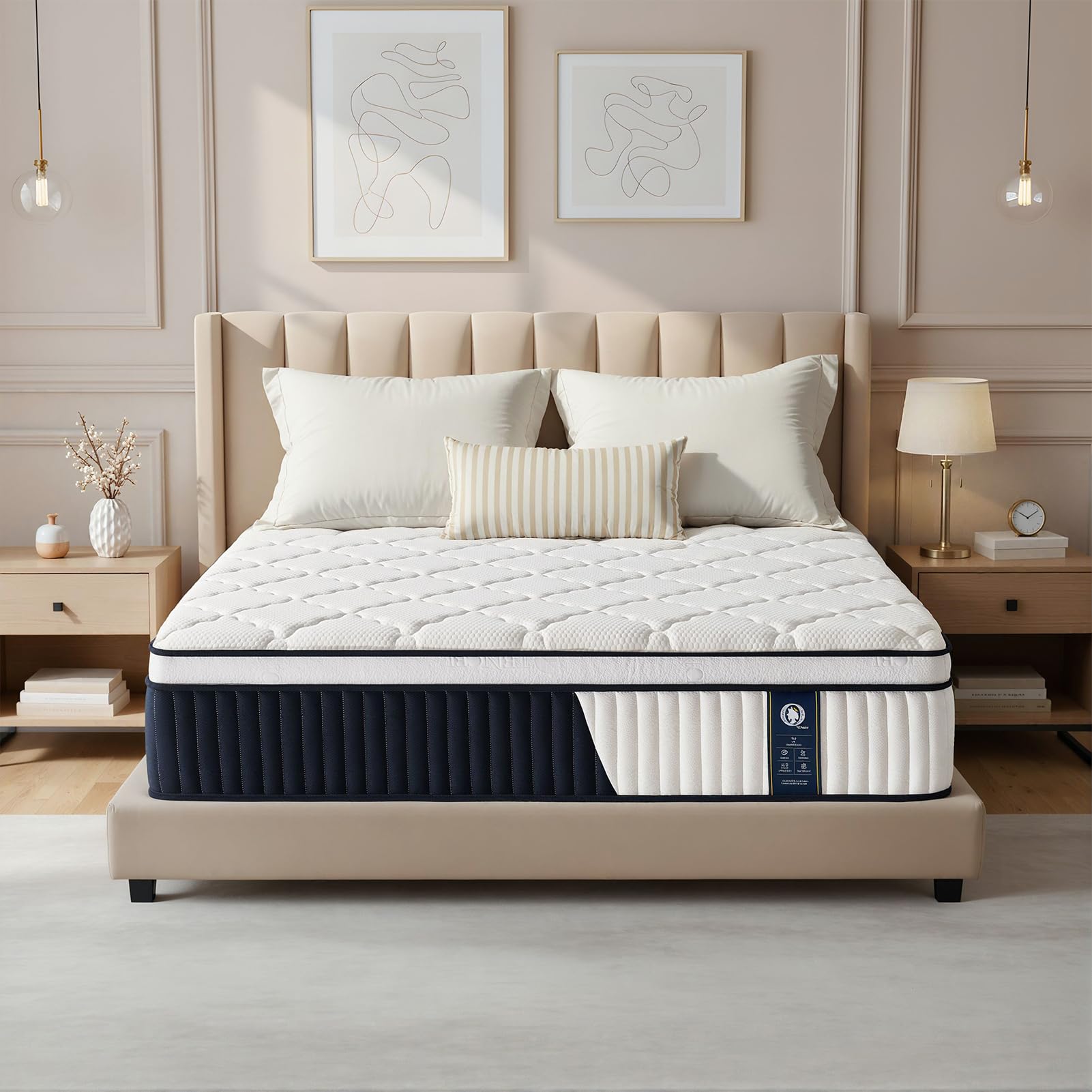 Photo 1 of ZOSEMUC Queen Mattress, 10 Inch Ultra Comfort Hybrid Mattresses Queen Size, Foam with Independent Pocket Springs Mattress in a Box Pressure Relief & Supportive, Medium Firm