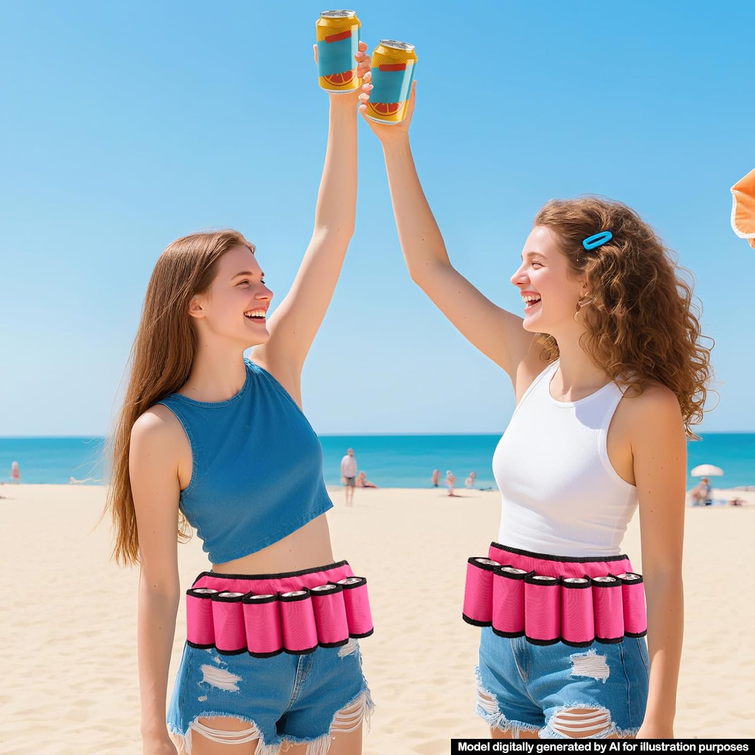 Beer Belt, 6 Pack Soda Beer Belt Holder, Adjustable Fanny Pack Pink Beer Holster, Beers Belts Holster Accessories for Men Women, Fit Outdoor Camping Hiking Picnic Party and Gift-Giving image 5