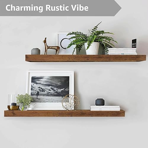 Vista 15 de QEEIG Estantes flotantes para pared de 23.6 pulgadas de largo, estante montado en la pared, baño, cocina, sala de estar, dormitorio, granja, B.