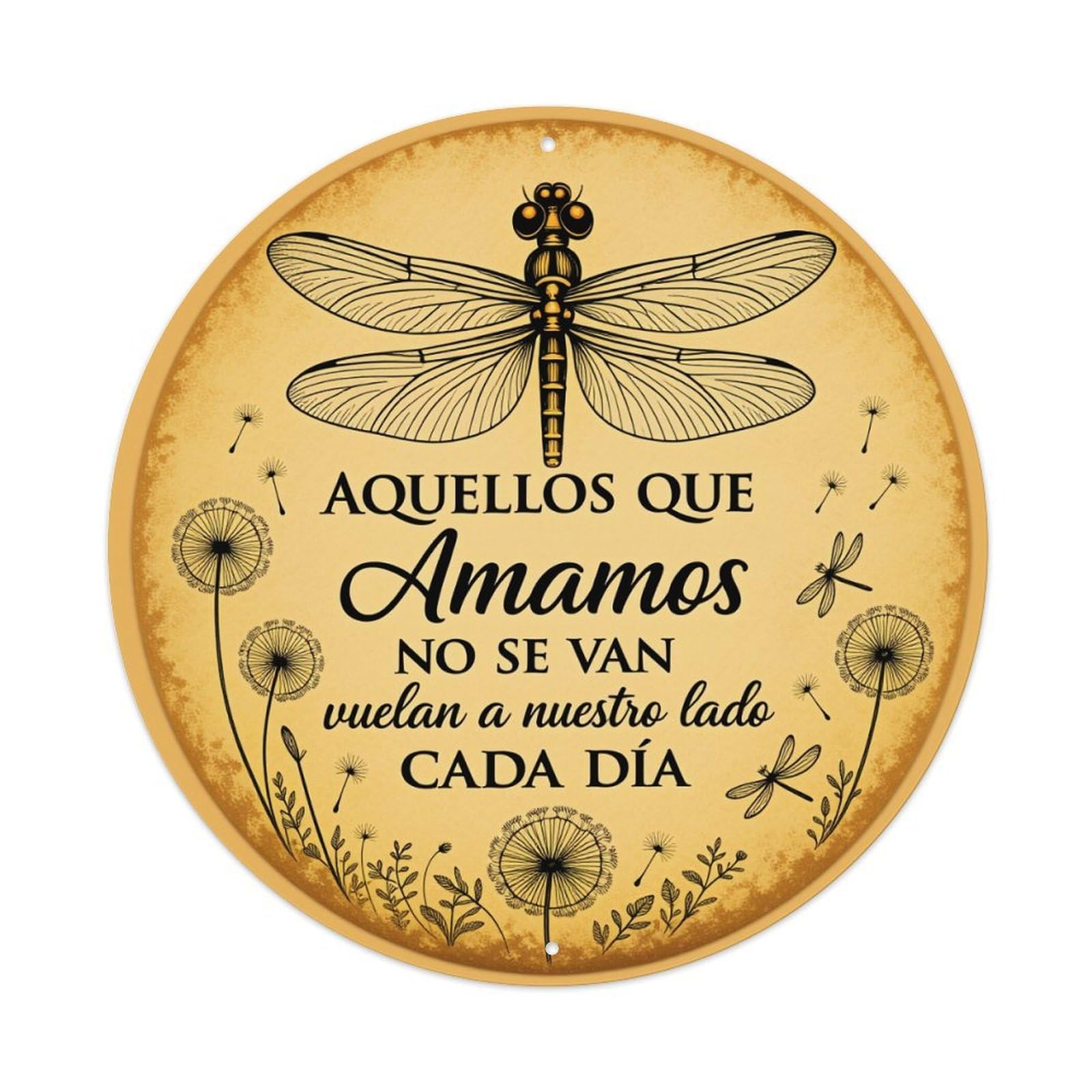 Dragonfly Dandelion Floral Quote Art Round Tin Sign Vintage Style Metal Sign Home Bar Garden Wall Plaque Decor Metal Poster 8x8 Inch