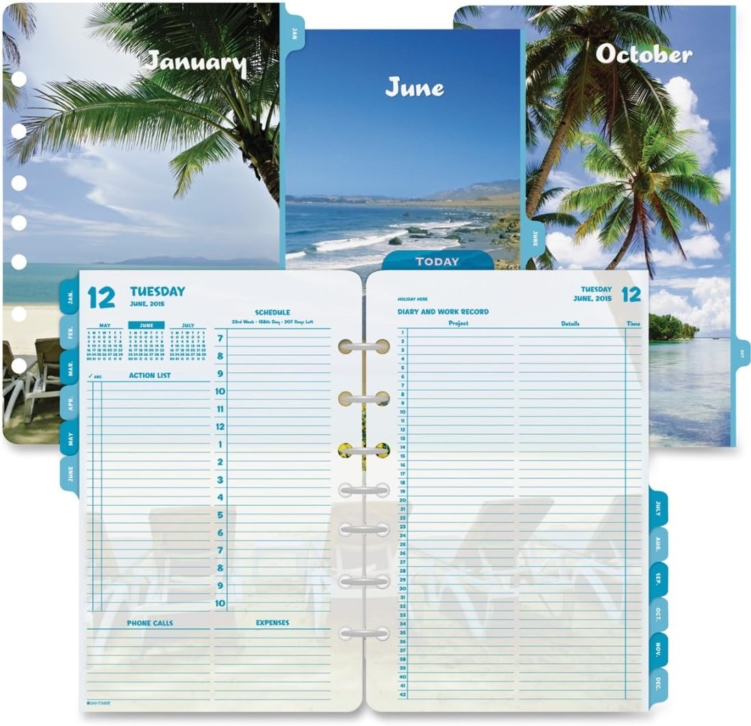 DayTimer Coastlines Design Looseleaf Refills, Two Pages per Day, 51/2