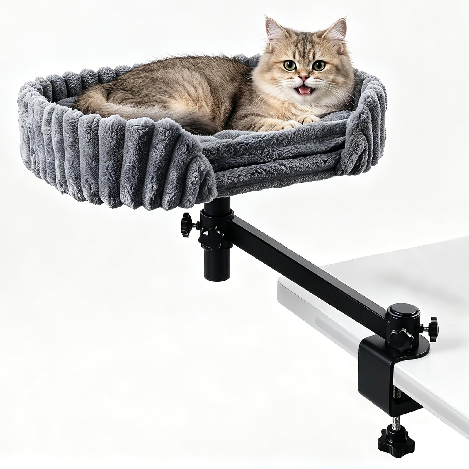Cat Bed for Desk, 360° Rotatable Supports Up to 50 lbs Cat Desk Bed