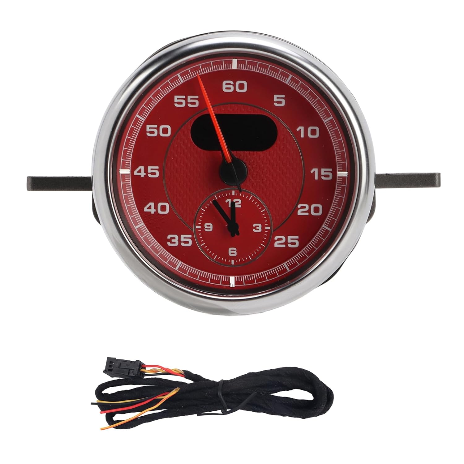 ABS Dashboard Gauge Clock Car Interior Accessory Replacement for 718 911 Dashboard Gauge ClockDashboard Lap TimerCar Dashboard StopwatchCar Meter (Bright red)