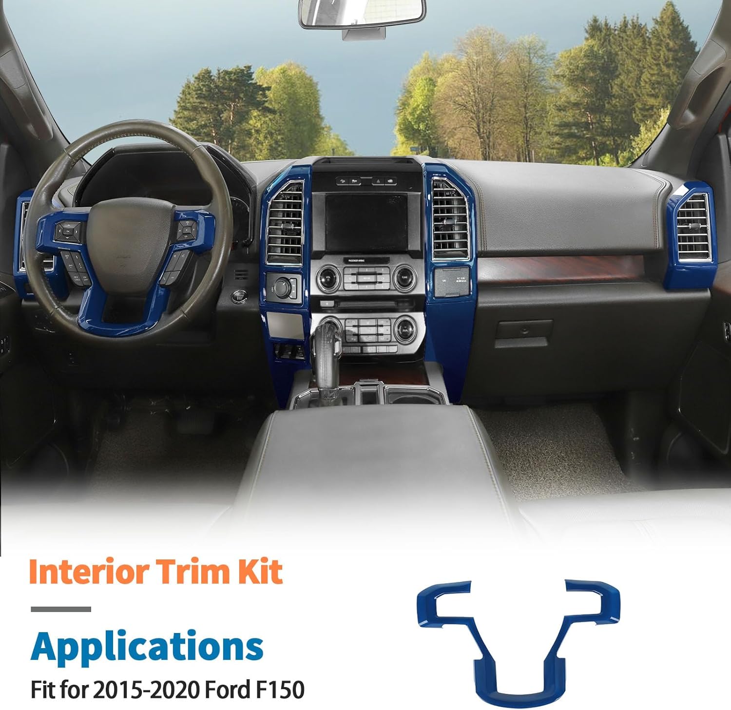 JeCar 8pcs Blue Interior Trim Kit for 2015-2020 Ford F150 Interior Accessories