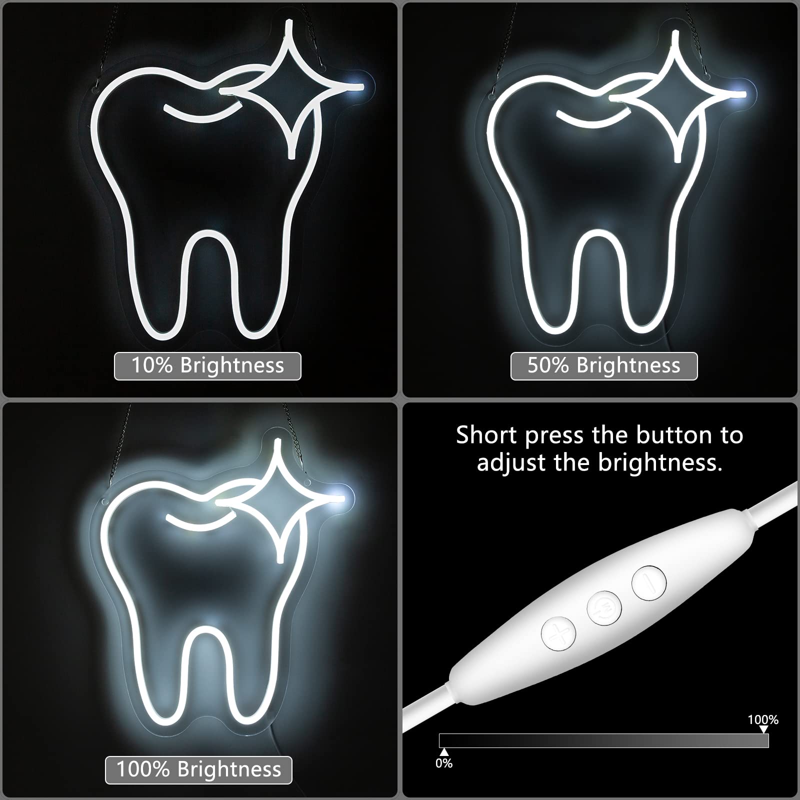 Neonowy znak dekoracja zębów dentystyczne oświetlenie do biura dentystycznego akcesoria dekoracja, ściemniany znak LED, neonowe znaki uśmiech, sztuka ścienna, neonowy dentysta balon