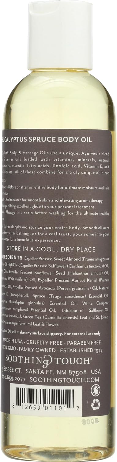 Soothing Touch, Bath Body Massage Oil Eucalyptus Spruce, 8 Fl Oz