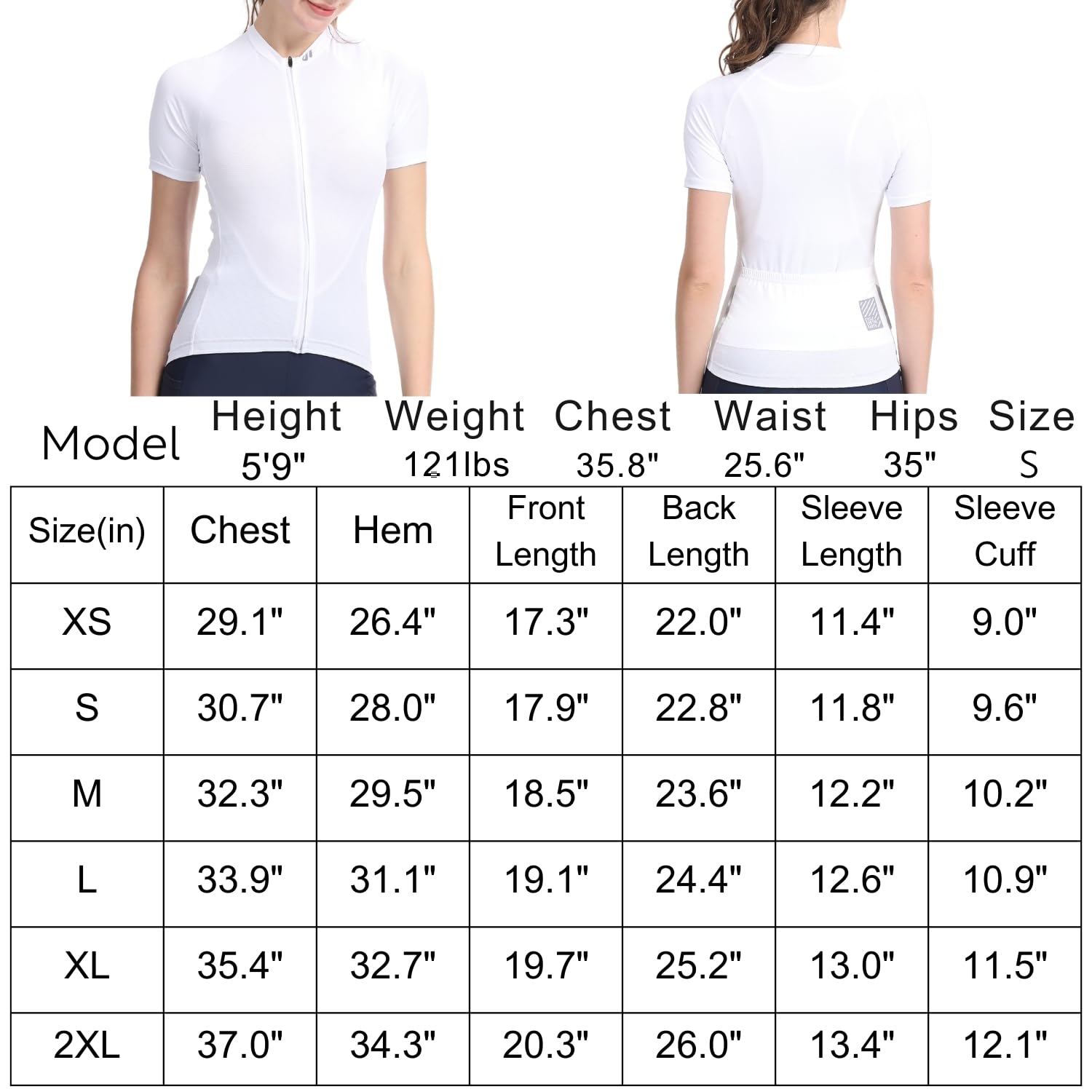 Lo.gas Maillot de cyclisme à manches courtes en maille respirante pour femme 3 poches arrière UPF50+ - blanc - Taille S